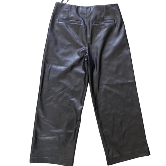 Bagatelle Collection Faux Leather NWT Pants Wide Leg crop Trousers High Rise - Picture 6 of 11